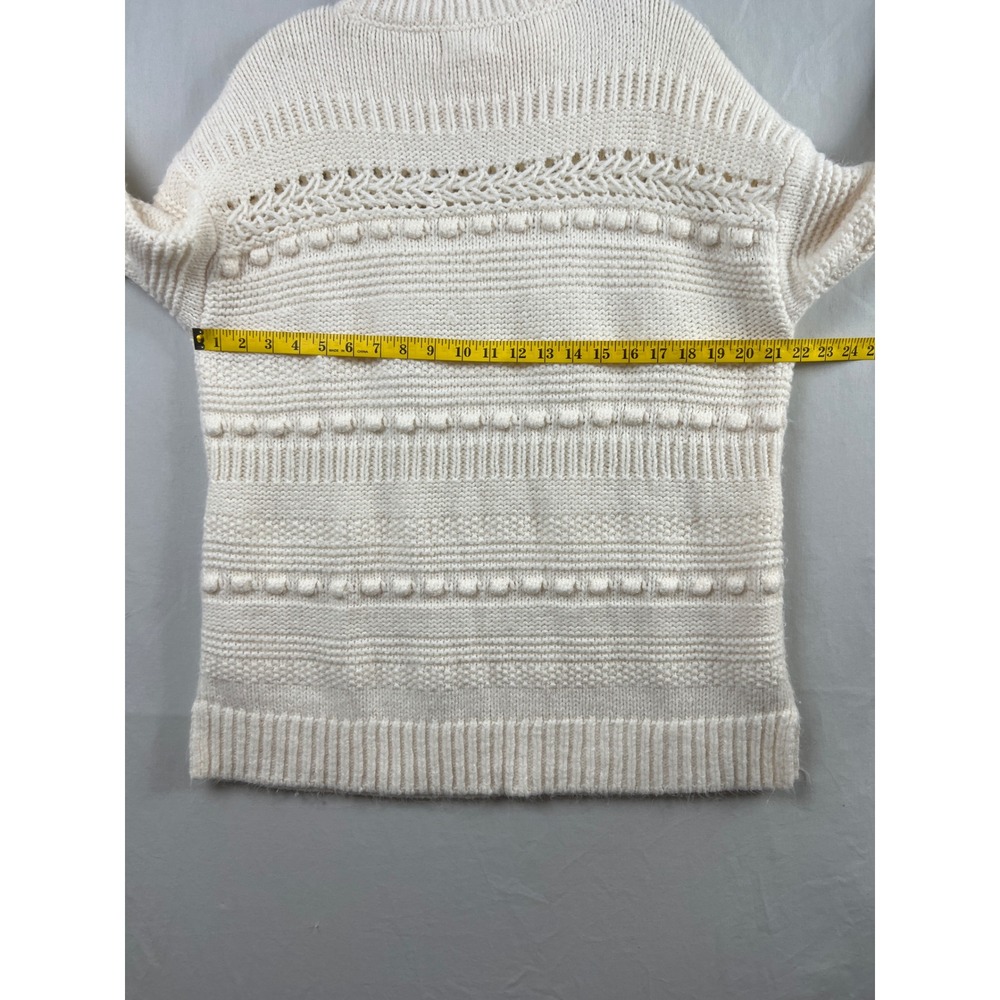 Lou & Grey Sweater Womens Large Cream Alpaca Blend Bobble Mock Neck Chunky Knit - Picture 5 of 8
